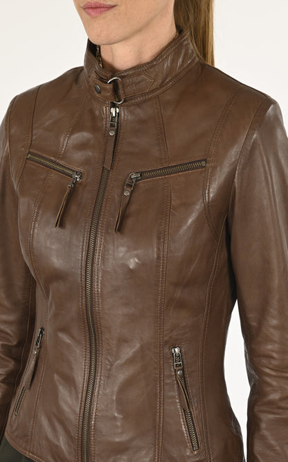 A &quot;P1401&quot; Marron Clair La Canadienne Blouson Femme details photo