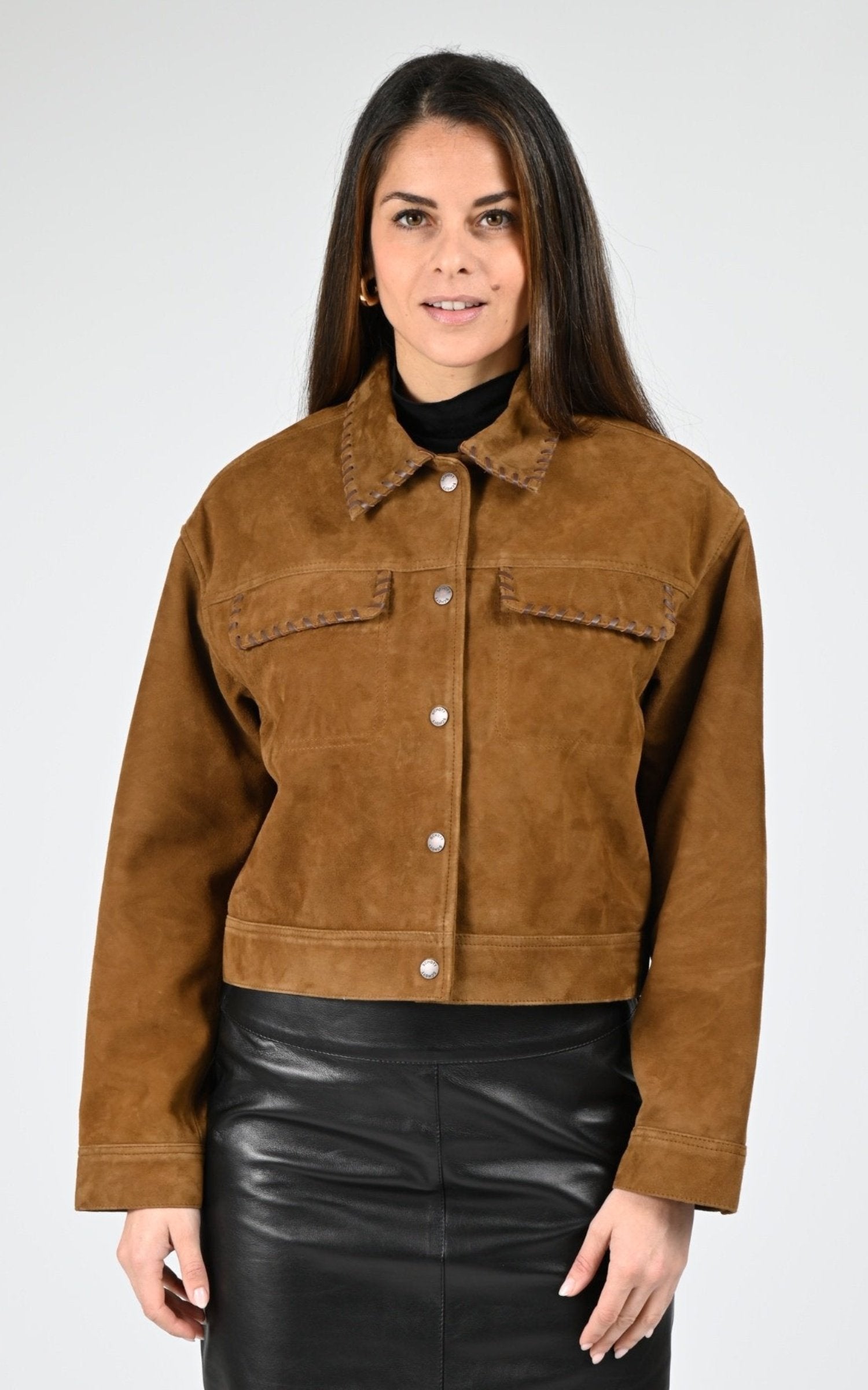 Blouson Daim Femme Schott, modèle 70lcw mandy de couleur caramel 1