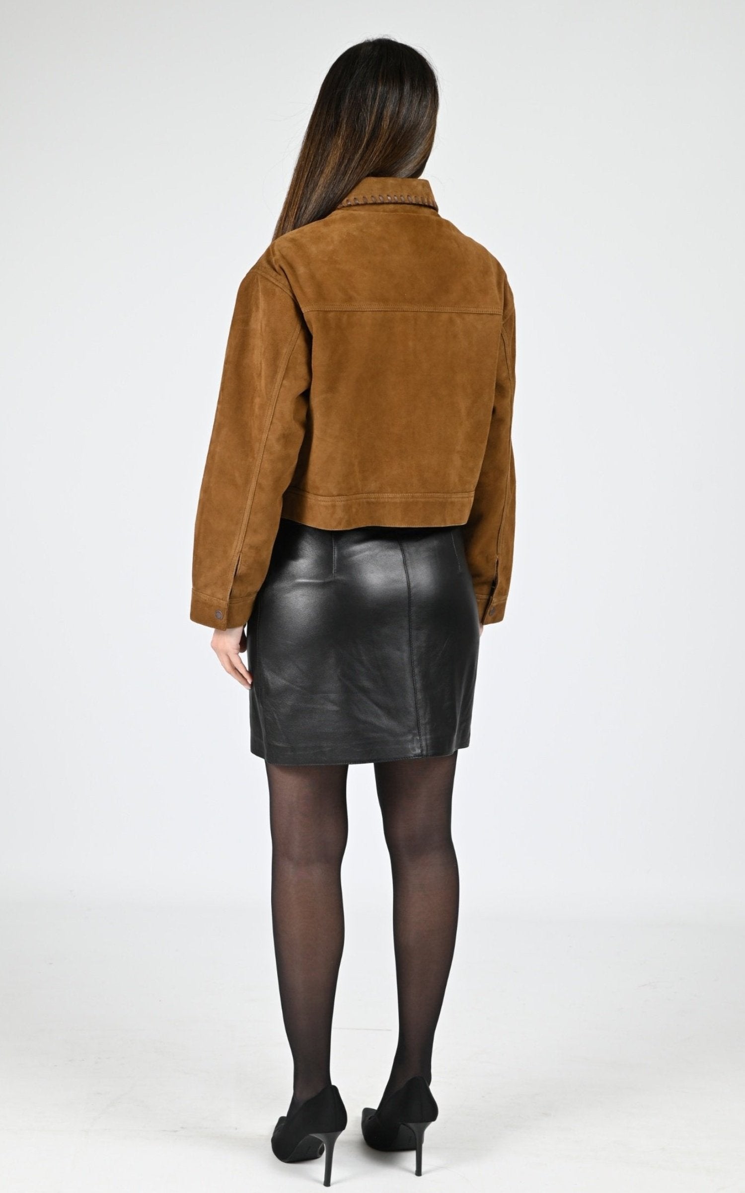 Blouson Daim Femme Schott, modèle 70lcw mandy de couleur caramel 4