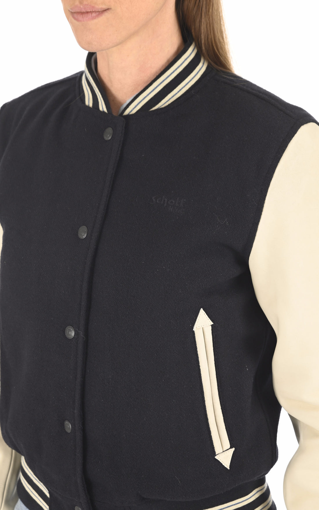 A "LCW6900" Navy Schott Blouson Femme opened photo