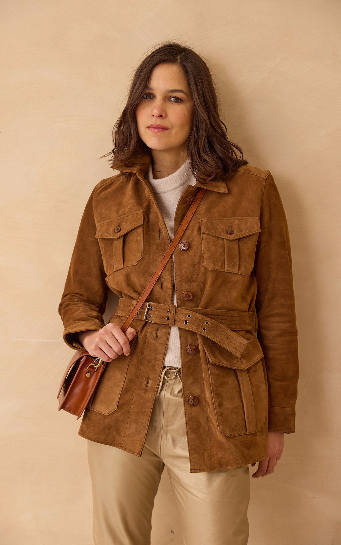 A &quot;LCW MERYL&quot; Caramel Schott Veste Femme opened photo