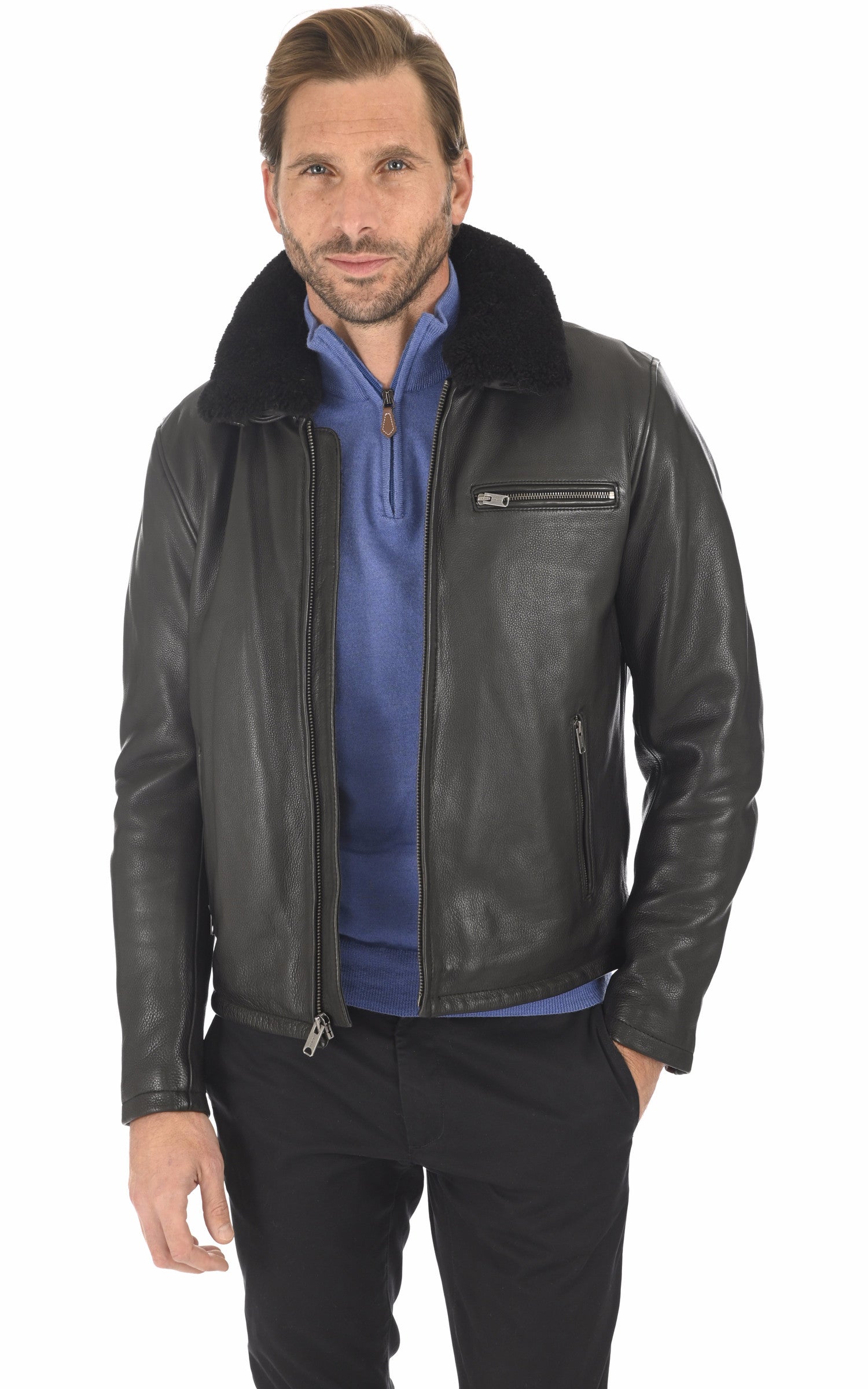 A &quot;ASPHALT FUR 102439&quot; Noir Daytona 73 Blouson Homme opened photo 1