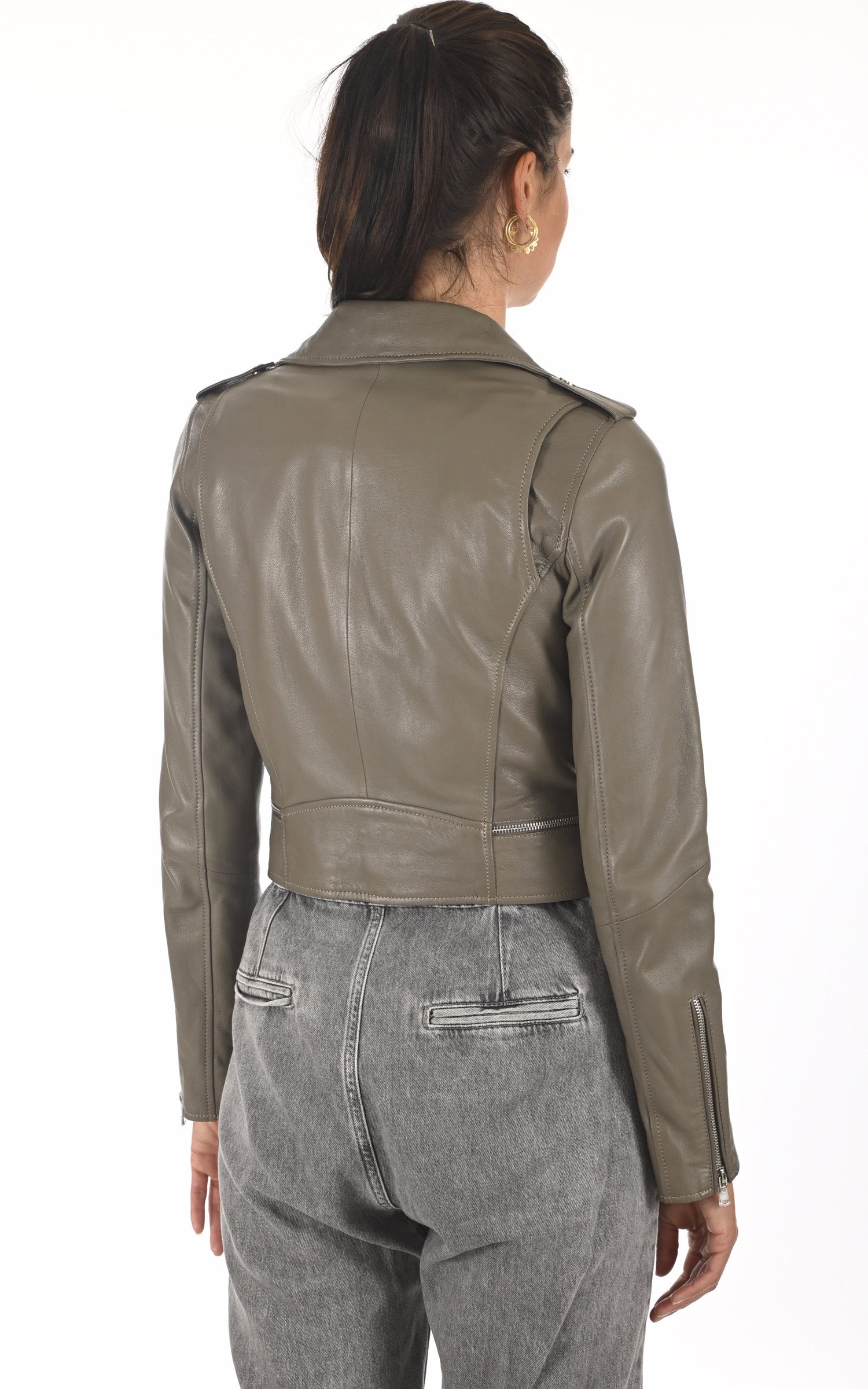 A &quot;YOKO&quot; Taupe Oakwood Perfecto Femme back photo 4