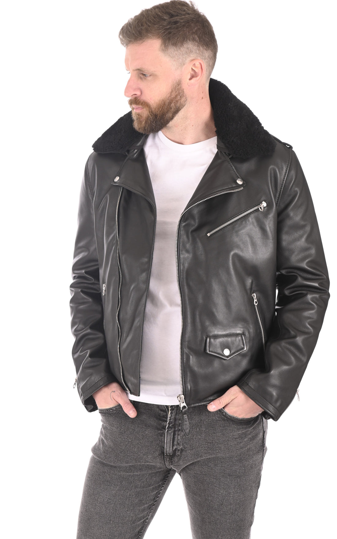 A &quot;LC1140 SHEEP&quot; Noir Schott Blouson Homme closed photo