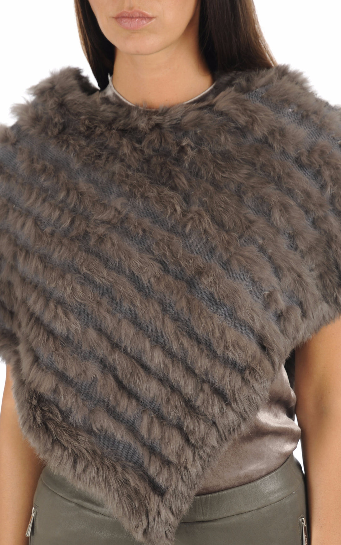 A &quot;PONCHO&quot; Gris La Canadienne Poncho Femme opened photo