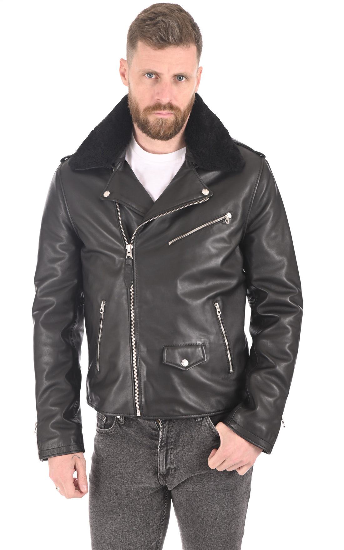 A &quot;LC1140 SHEEP&quot; Noir Schott Blouson Homme closed photo