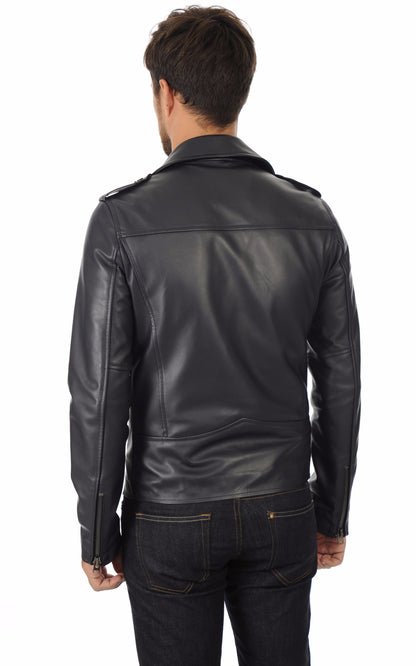 A &quot;SCARO FF&quot; Bleu Marine La Canadienne Perfecto Homme back photo