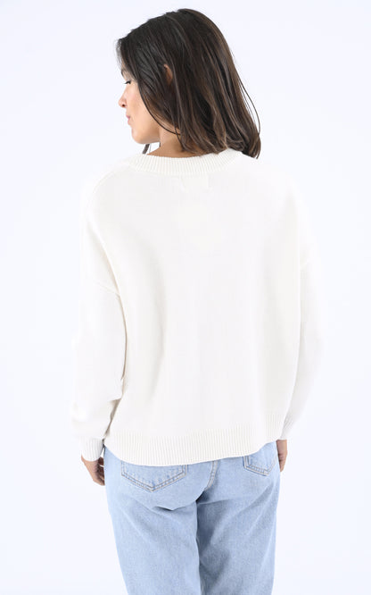 A &quot;GALEN&quot; Ecru Les Tricots de Léa Gilet Femme back photo