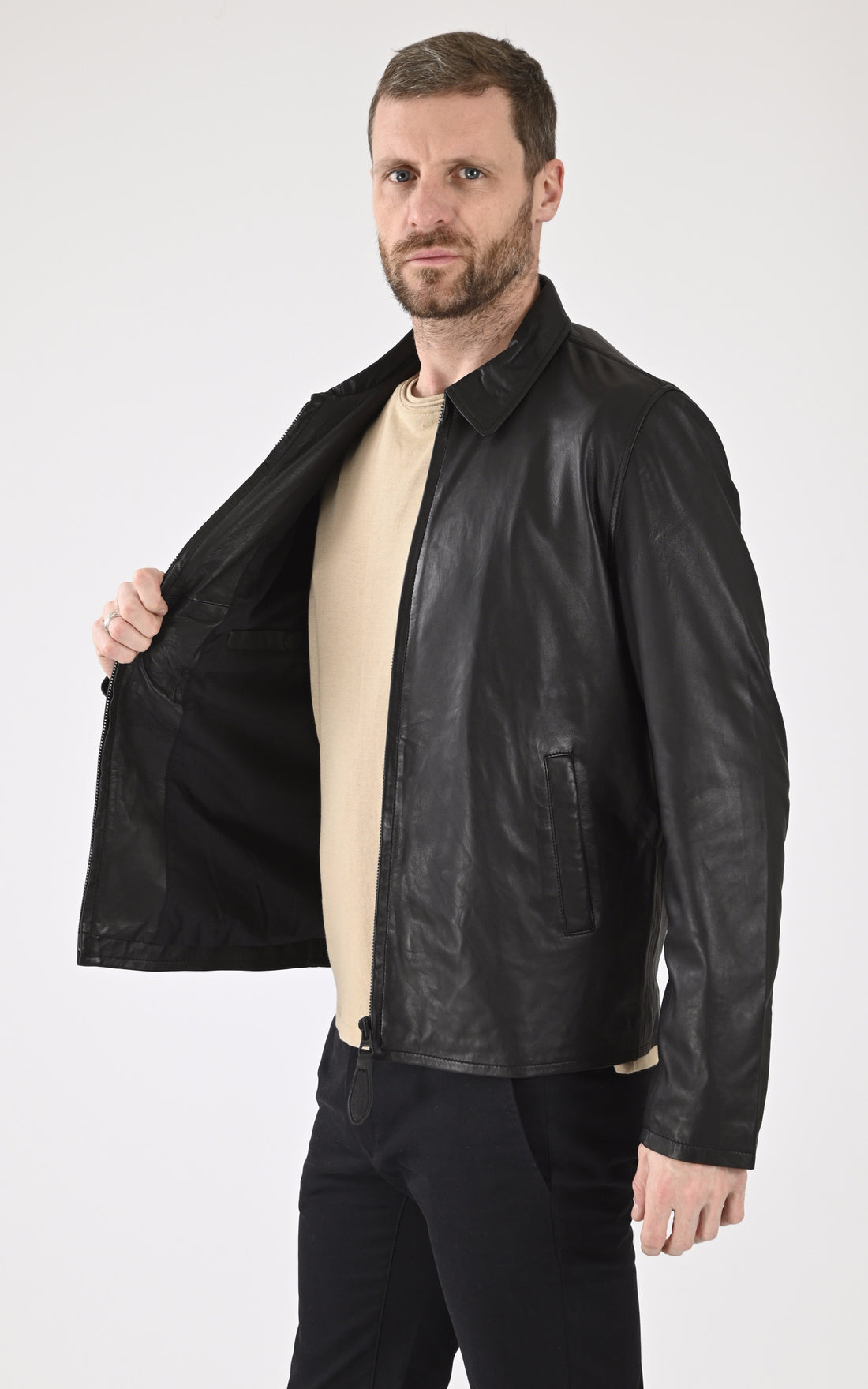 A &quot;LC CLASSIC BLCK&quot; Black Schott Blouson Homme opened photo