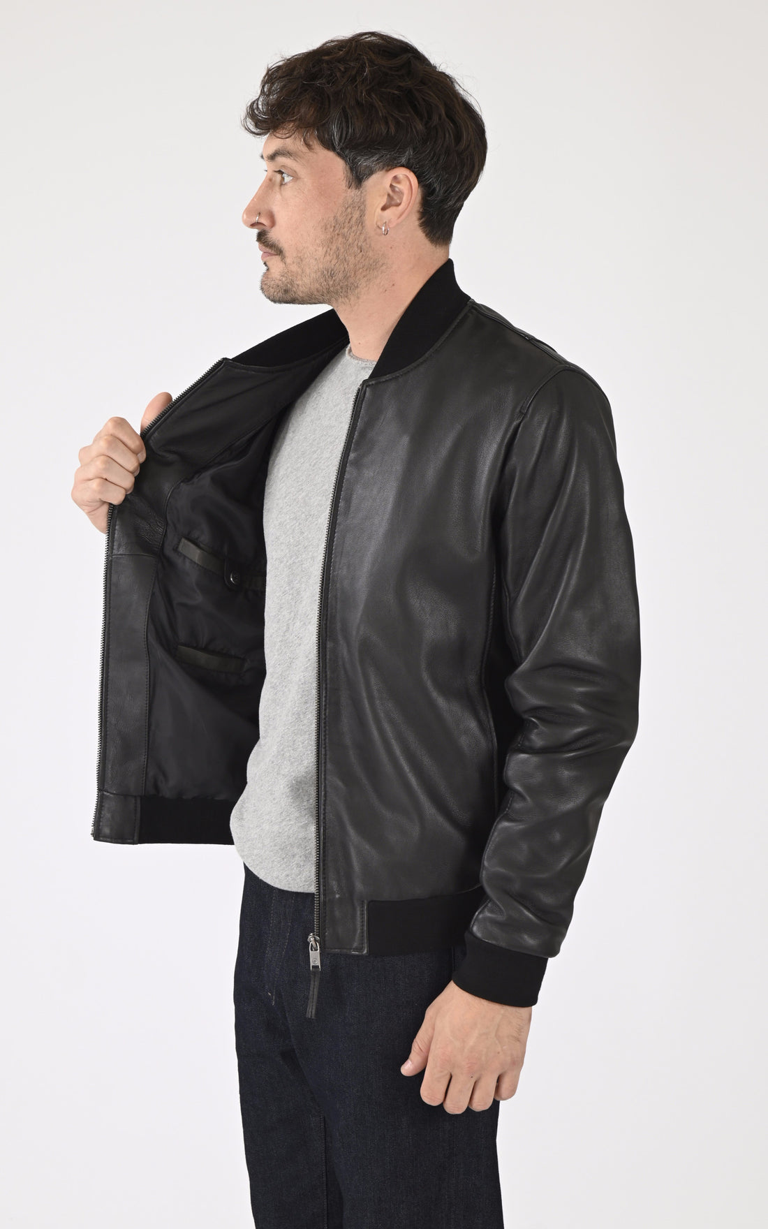 A &quot;TEDDY&quot; Noir La Canadienne Blouson Homme opened photo