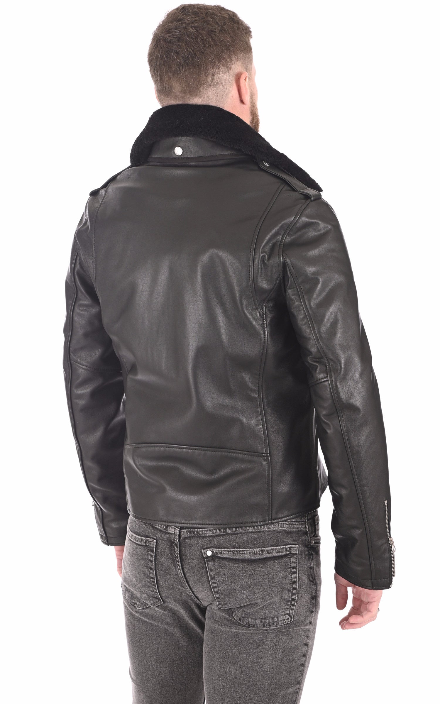 A &quot;LC1140 SHEEP&quot; Noir Schott Blouson Homme back photo