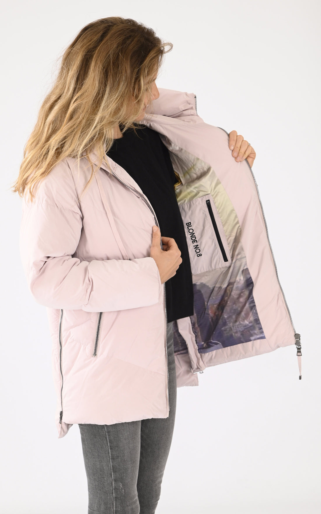 A &quot;JANET&quot; Rose Poudré Blonde n°8 Parka Femme opened photo