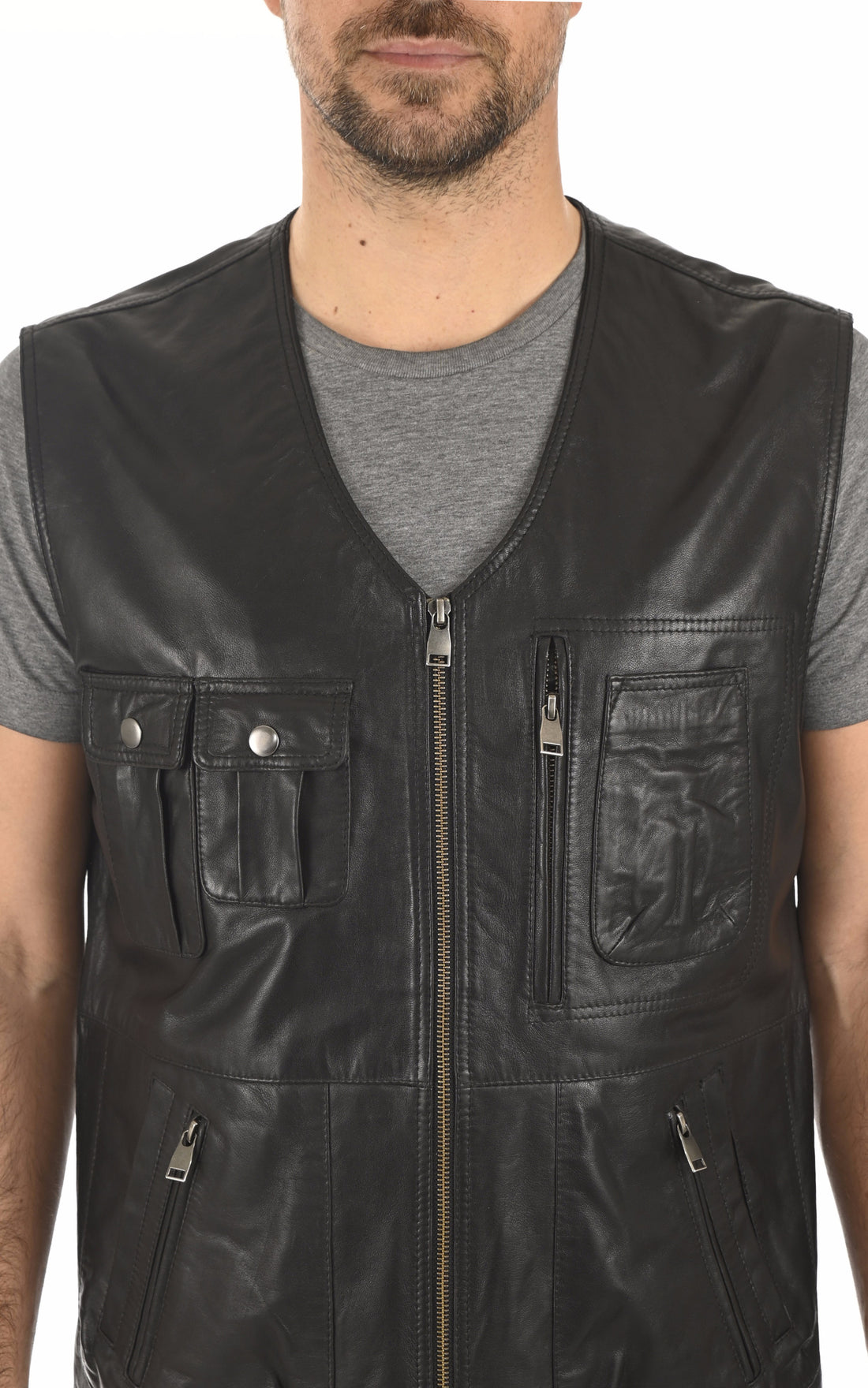 A &quot;2827&quot; Noir La Canadienne Gilet Homme closed photo