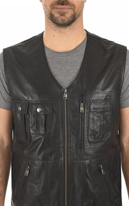 A &quot;2827&quot; Noir La Canadienne Gilet Homme details photo