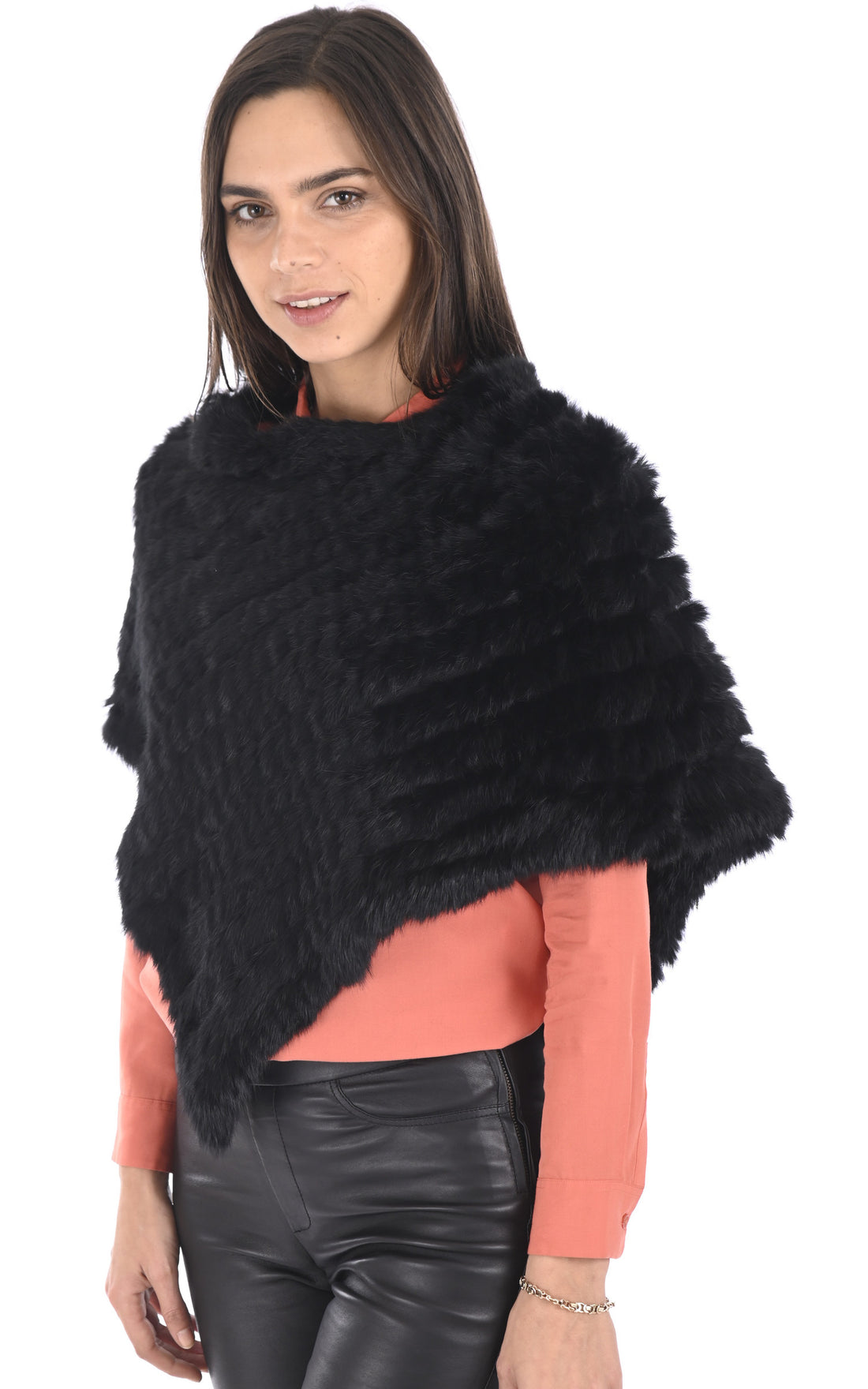 A &quot;PONCHO&quot; Noir La Canadienne Poncho Femme opened photo