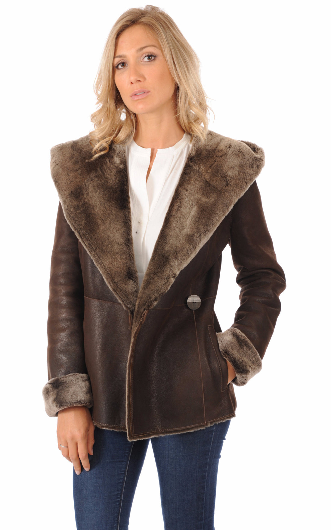 A &quot;CH1T7002 ESP&quot; Marron La Canadienne Veste Femme closed photo