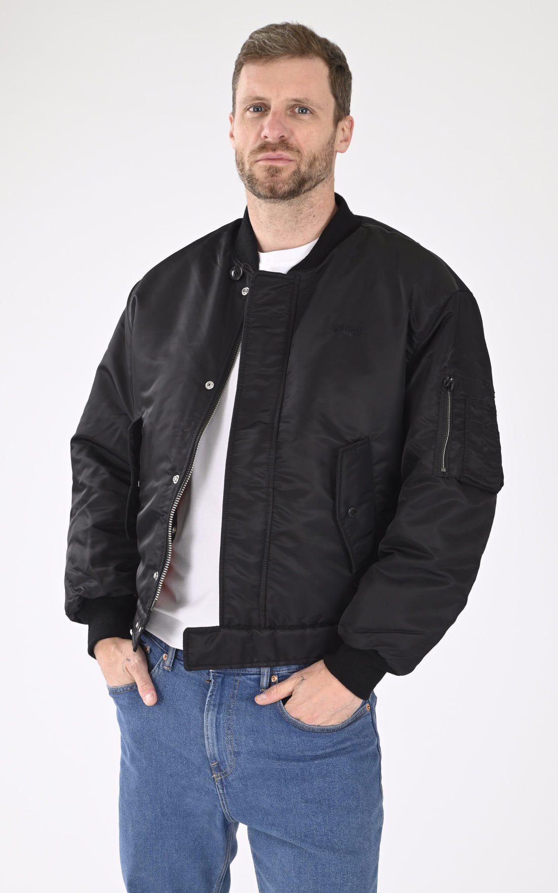 A &quot;FLYER90RS&quot; Noir Schott Bombardier Homme opened photo