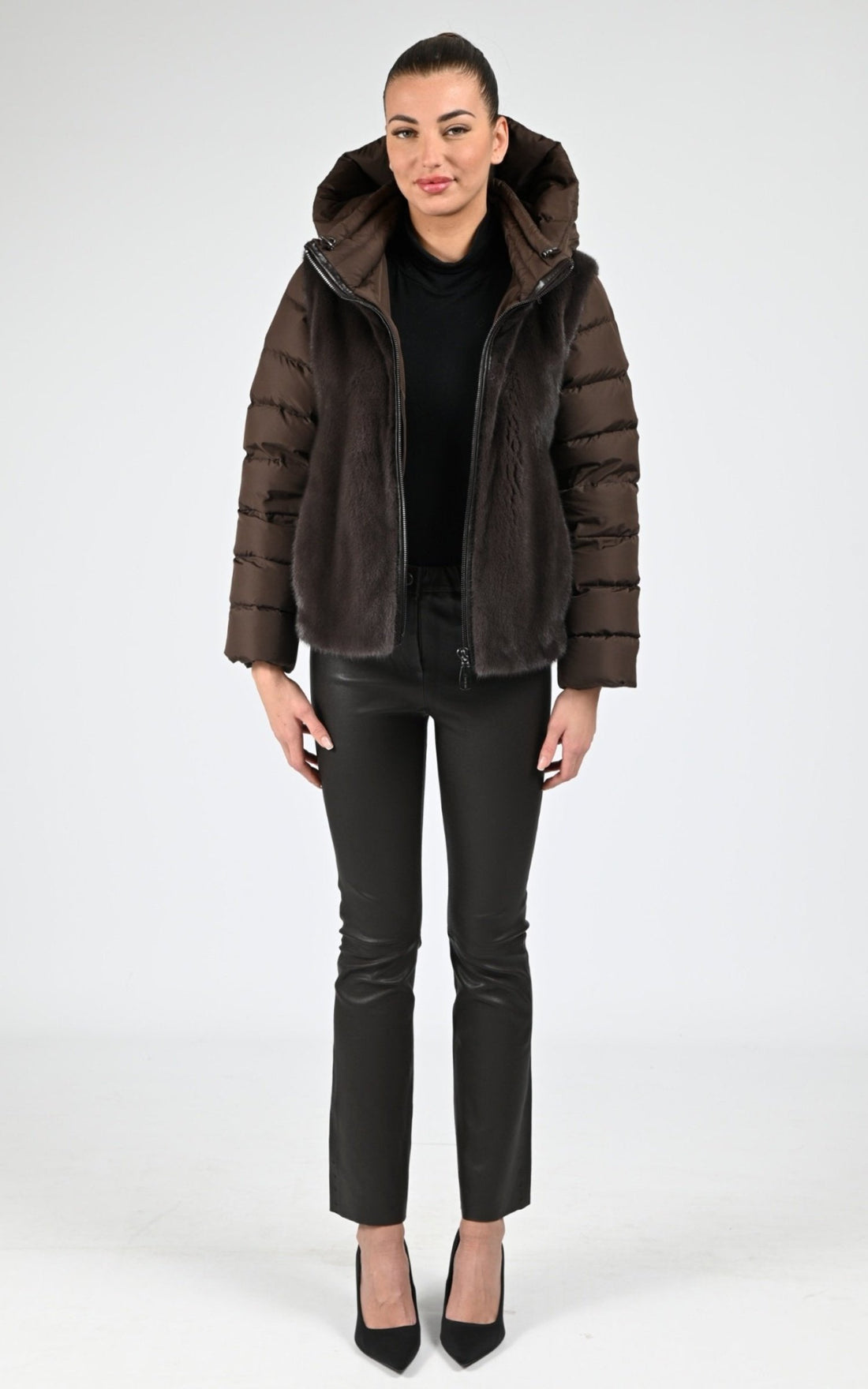 Veste Fourrure Femme Simmagini, modèle 7914 de couleur dyed coffee