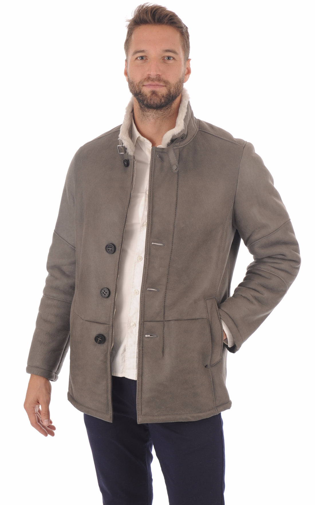 A &quot;ANTHONY&quot; Taupe Christ 3/4 Homme opened photo