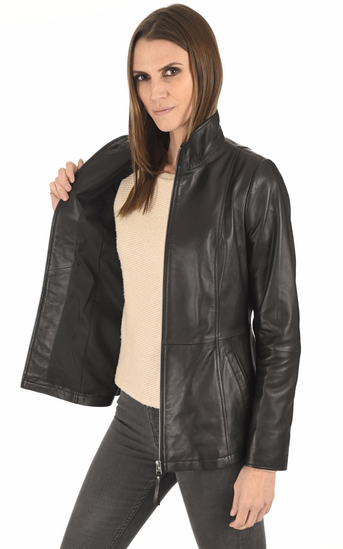 A &quot;ABZ071&quot; Noir La Canadienne Veste Femme opened photo