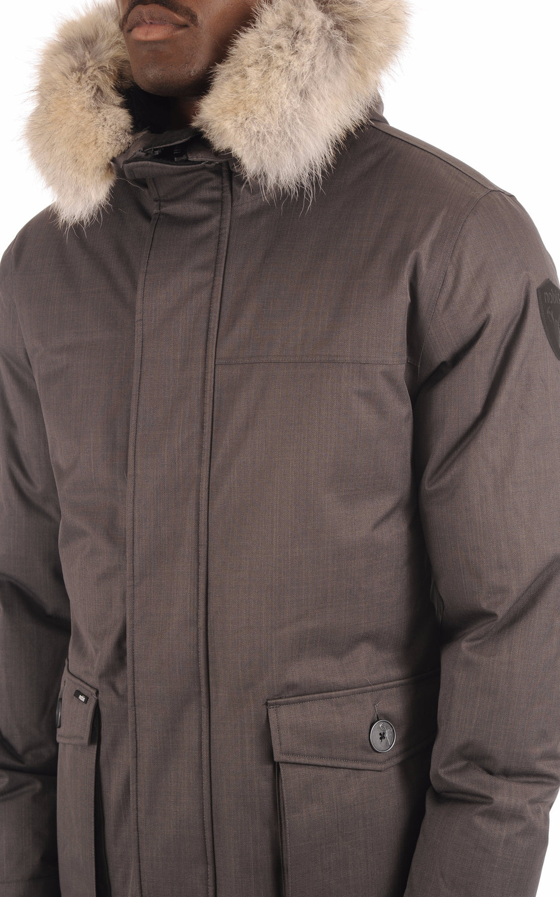A &quot;YVES&quot; Steel Grey Nobis 3/4 Doudoune Homme opened photo