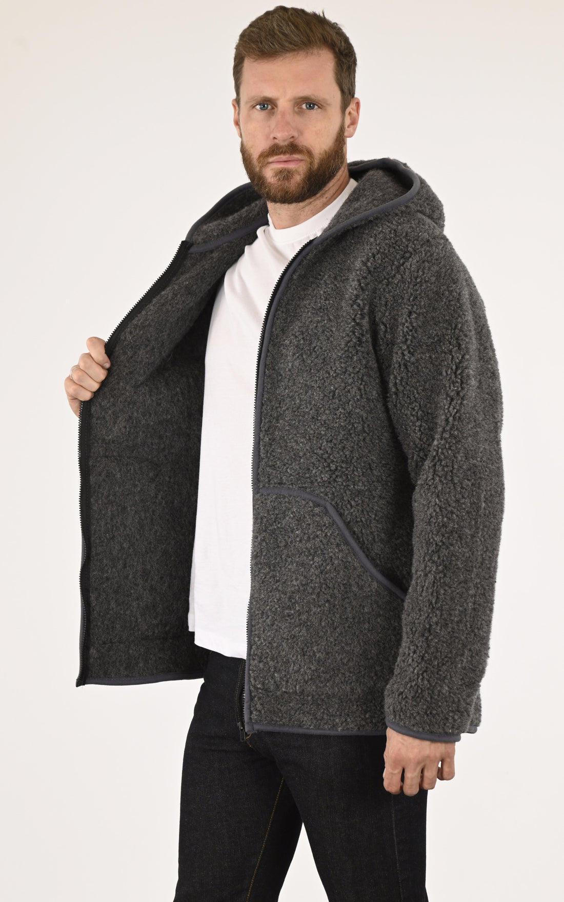 A &quot;WOO&quot; Gris La Canadienne Veste Homme opened photo