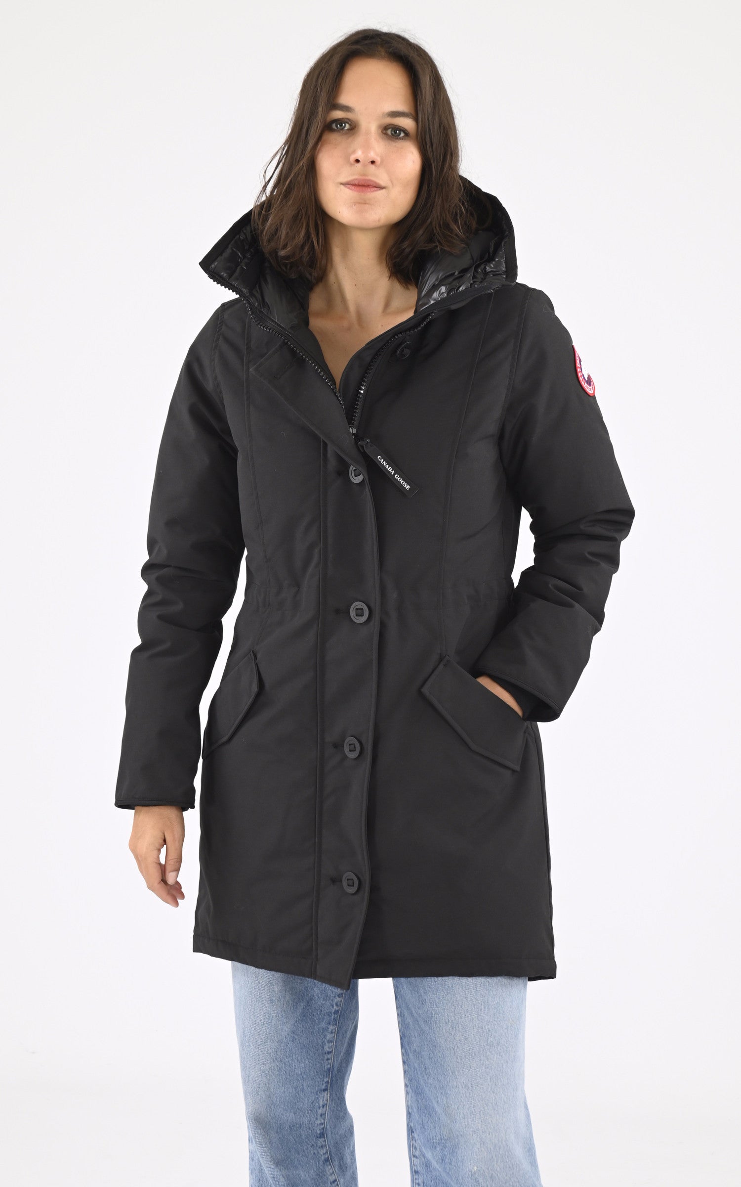 A &quot;ROSSCLAIR 2580W&quot; Noir Canada Goose 3/4 Doudoune Femme closed photo 2