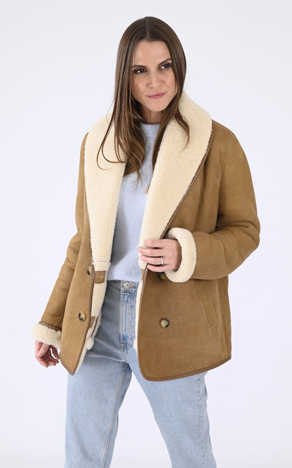 A &quot;MELISSA&quot; Camel La Canadienne Veste Femme opened photo
