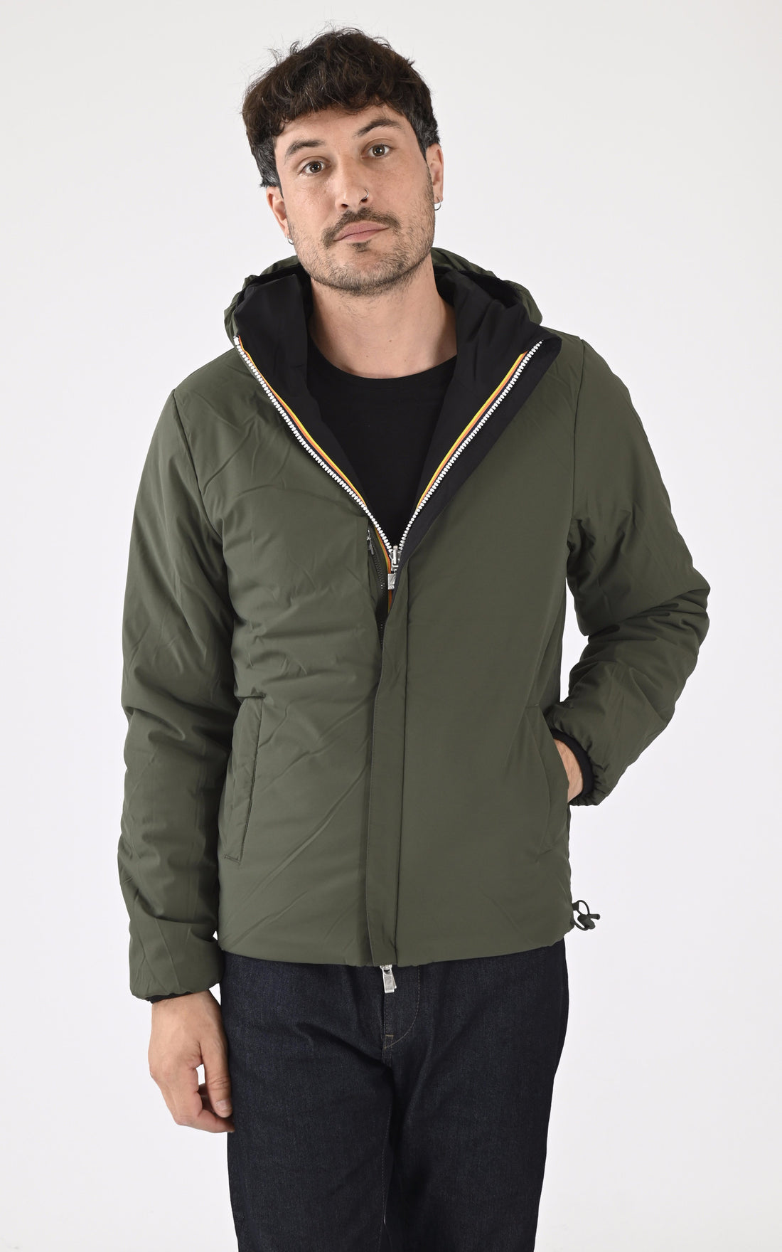 A &quot;JACK ST WARM K6128W&quot; Kaki K-Way Blouson Homme opened photo