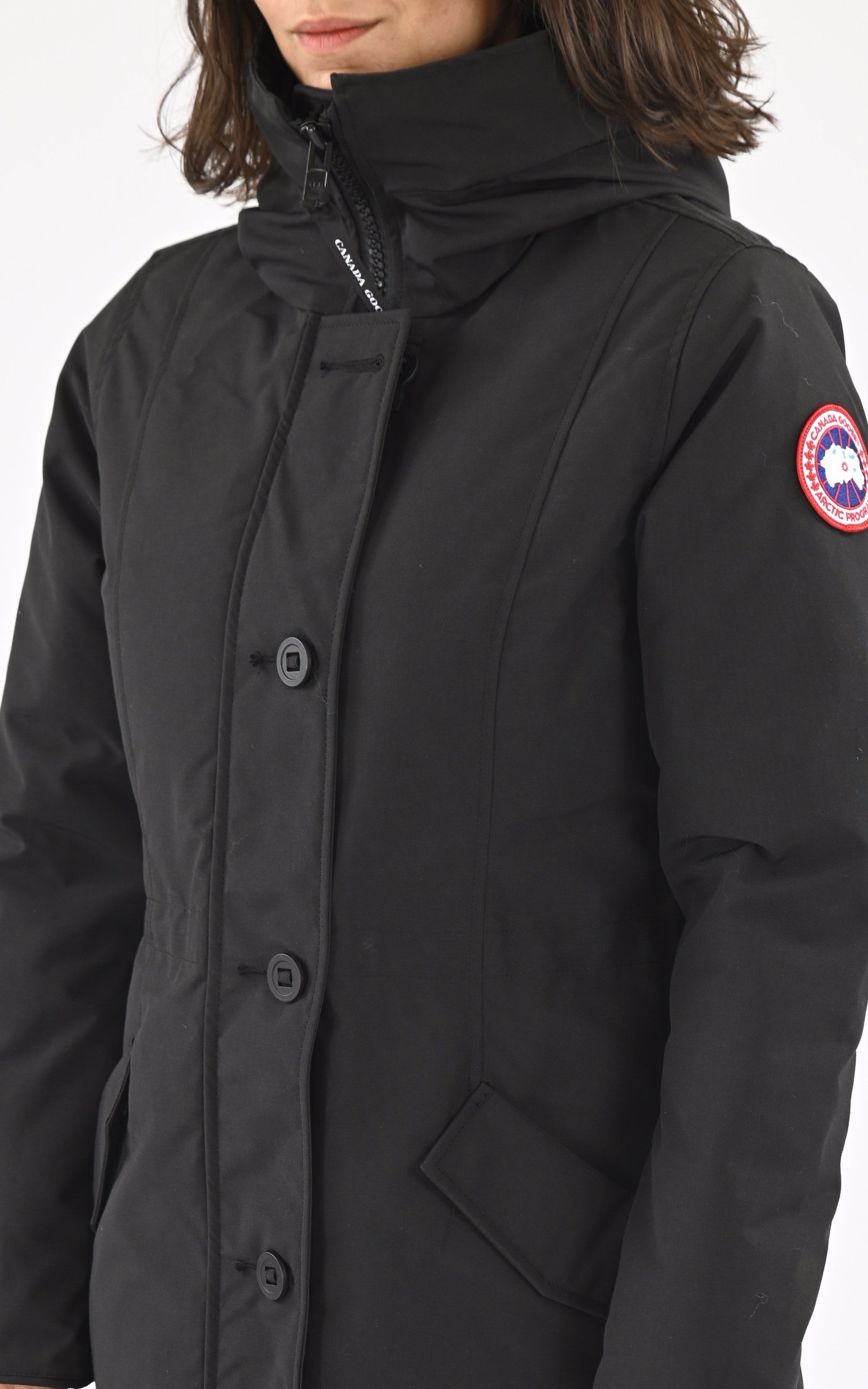 A &quot;ROSSCLAIR 2580W&quot; Noir Canada Goose 3/4 Doudoune Femme details photo
