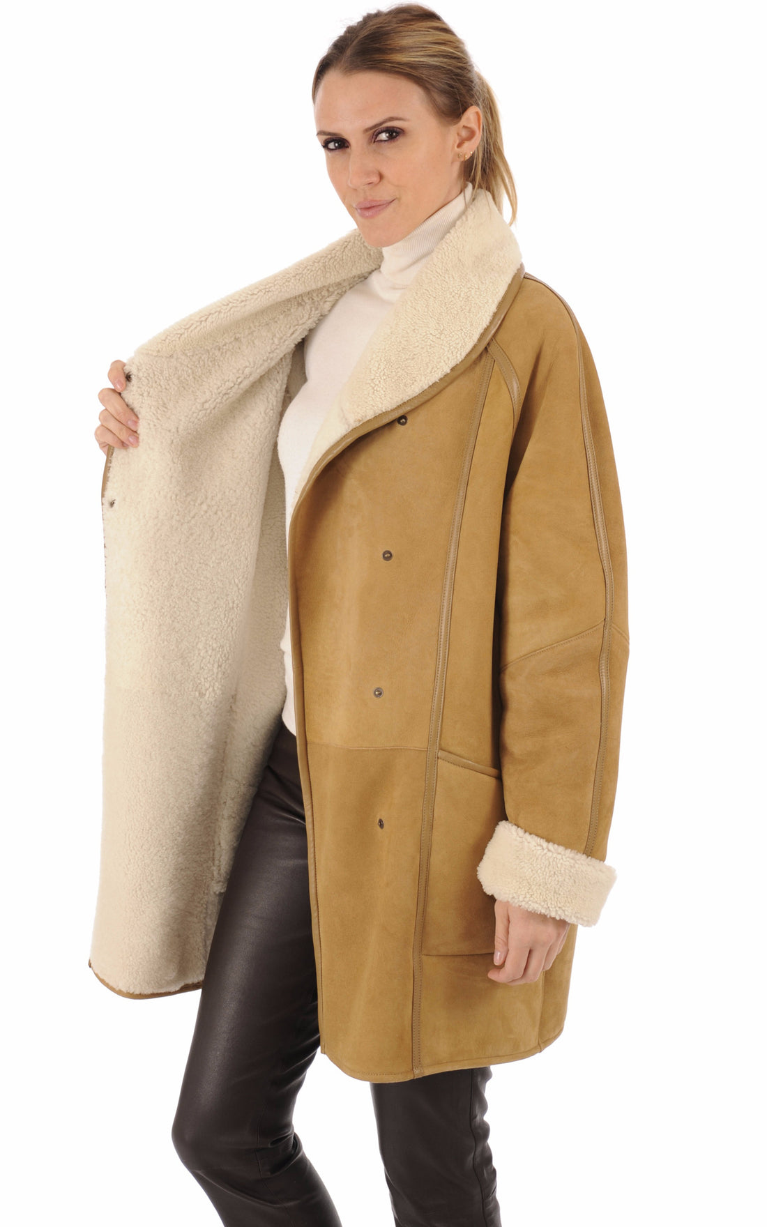 A &quot;SERENA LUNGO&quot; Camel La Canadienne 3/4 Femme details photo