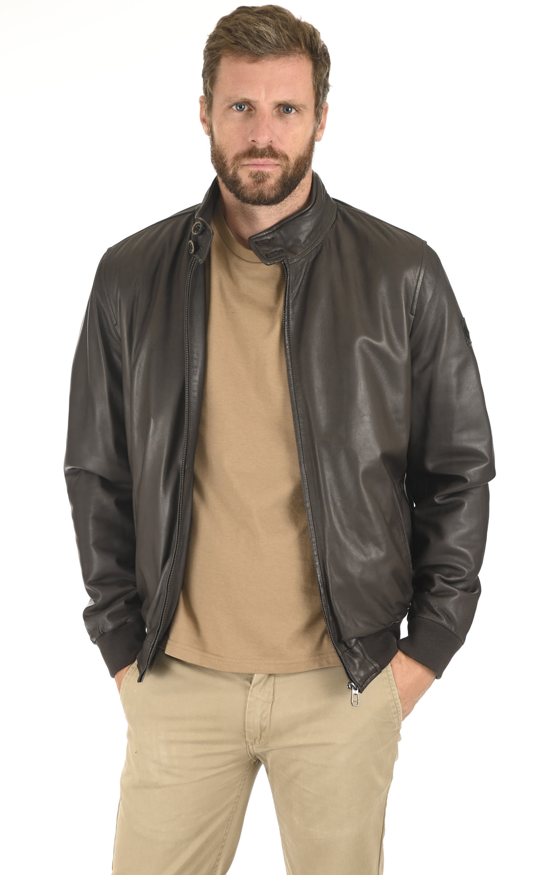 A &quot;HENRY&quot; Marron Milestone Blouson Homme opened photo