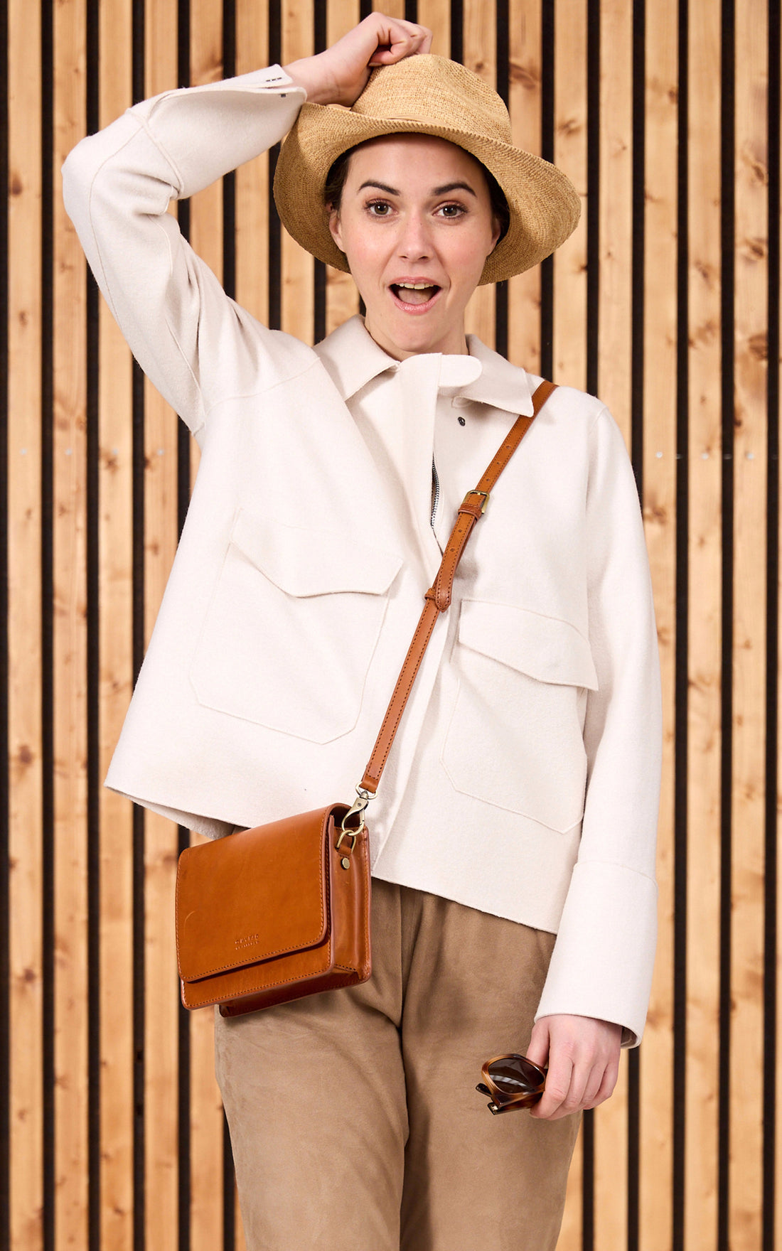 A &quot;AUDREY MINI&quot; Cognac O my bag Sac Mixte opened photo