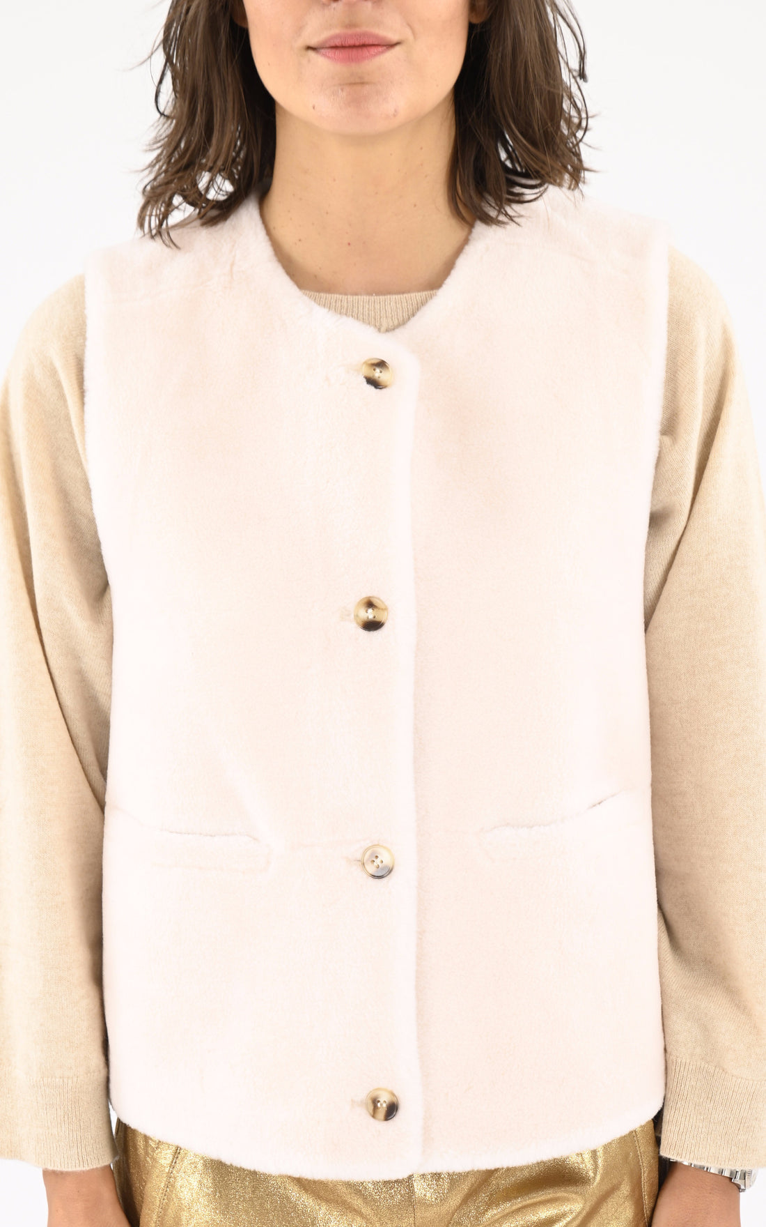 A &quot;MONSTERA LIGHT 64997&quot; Beige Oakwood Gilet Femme opened photo