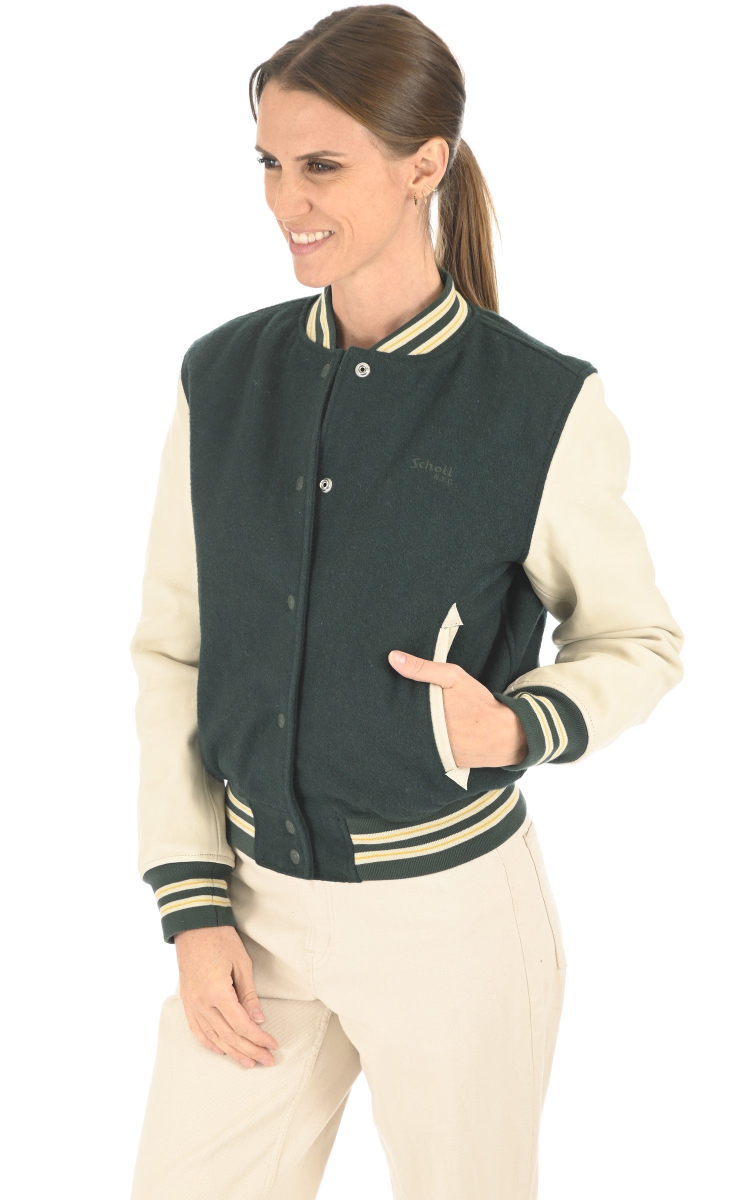 A "LCW6900" Vert Schott Blouson Femme opened photo