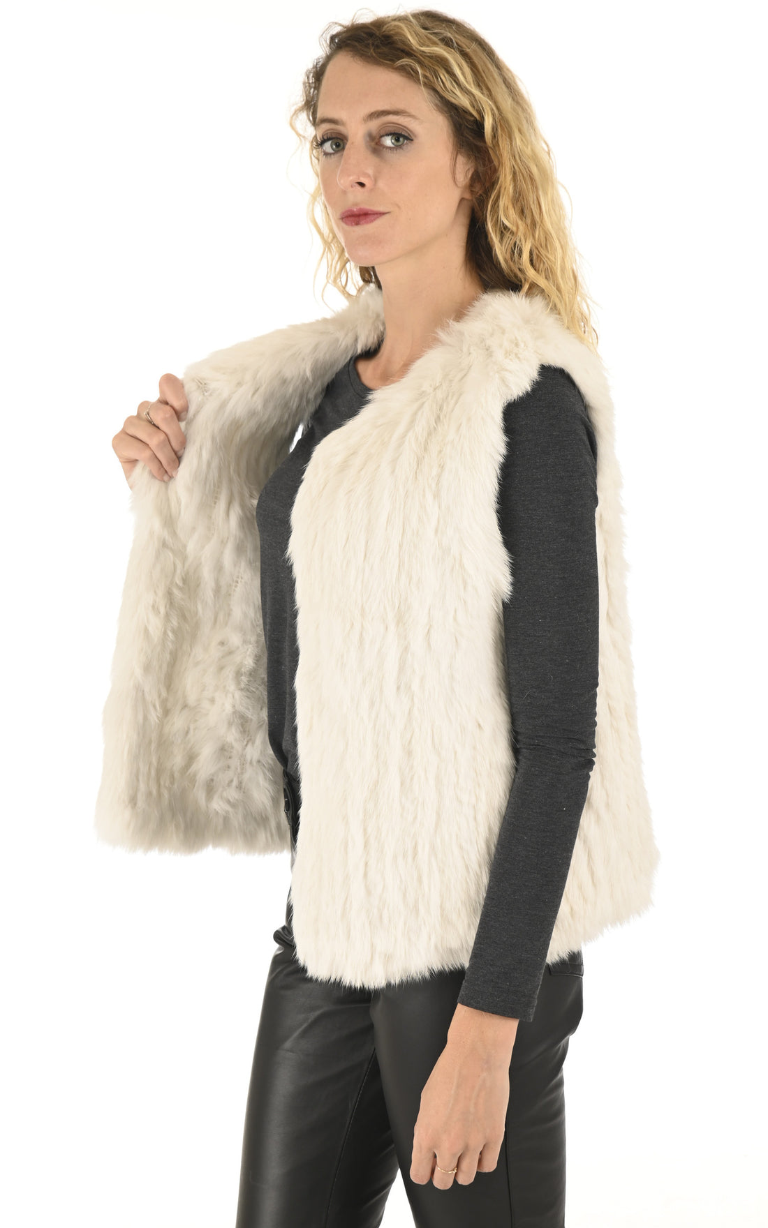 A &quot;GILET 60&quot; Blanc La Canadienne Veste Femme opened photo