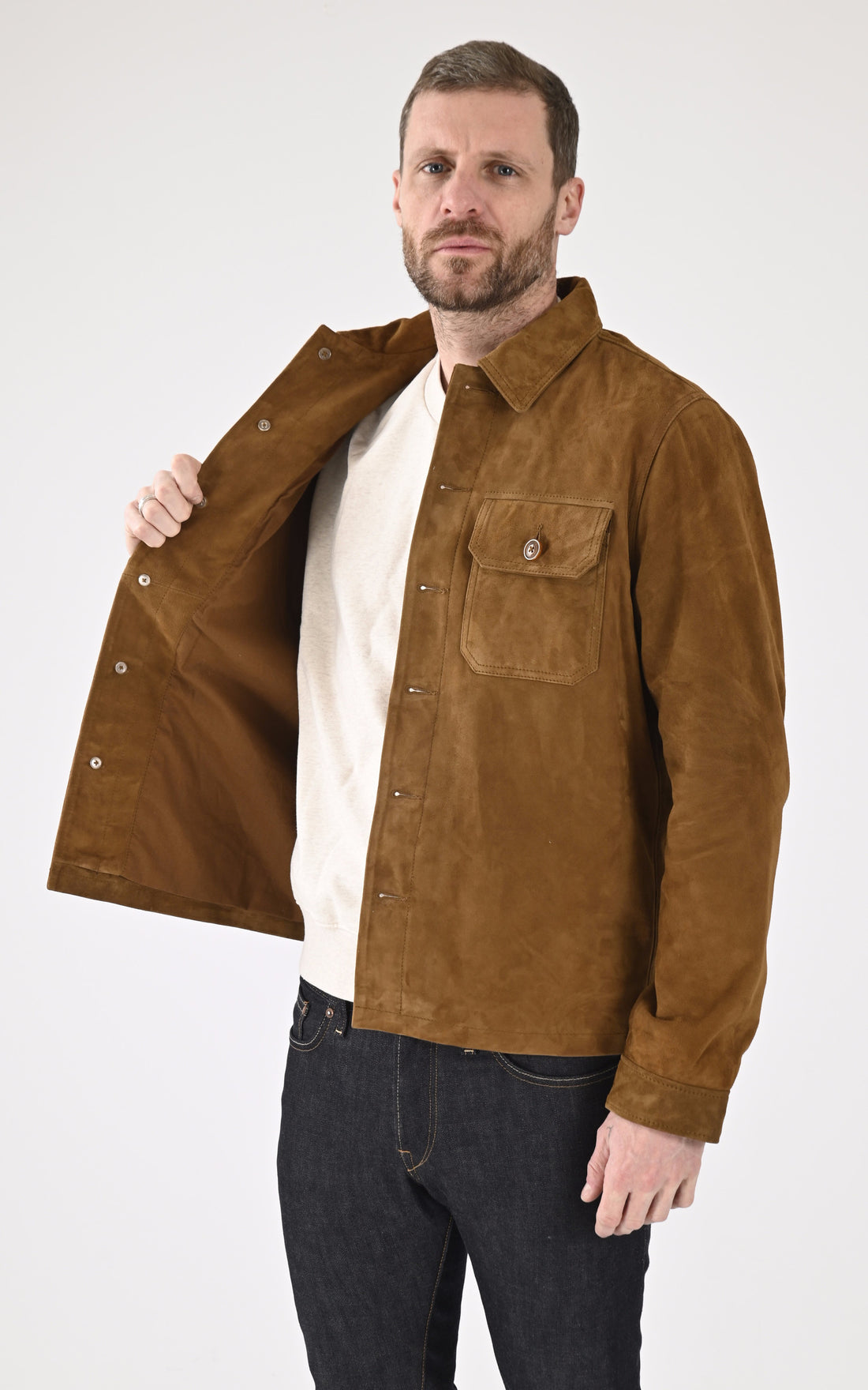 A &quot;LCBRONXS&quot; Cognac Schott Veste Homme opened photo