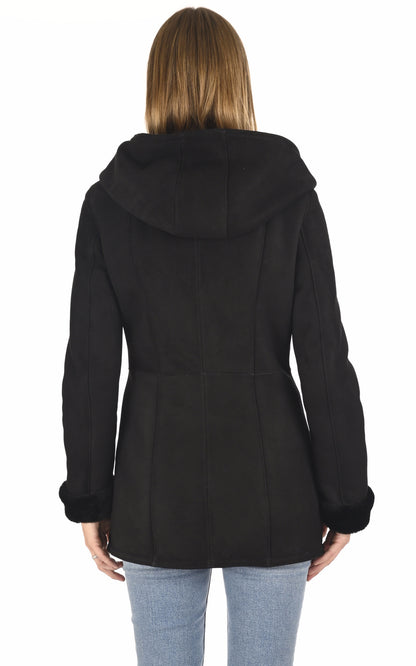 A &quot;EDITH&quot; Noir La Canadienne Veste Femme back photo