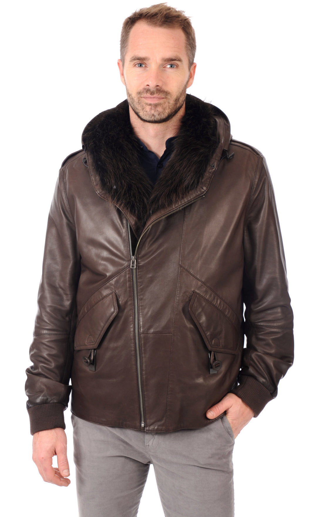A &quot;KAHAD-KT&quot; Marron La Canadienne Blouson Homme closed photo