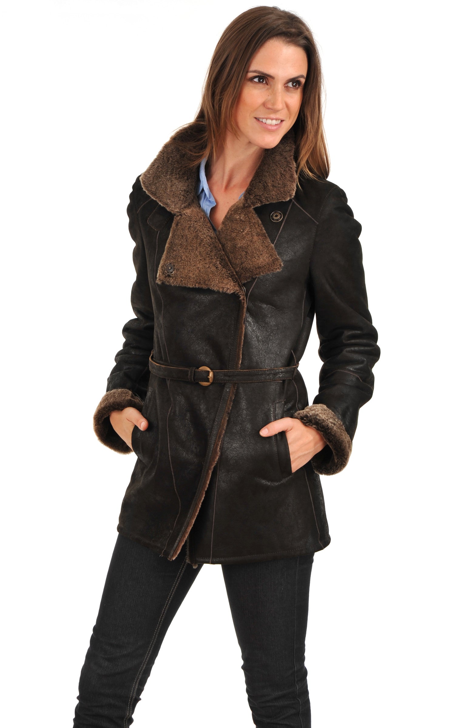 A &quot;CHWD7513C&quot; Marron Foncé La Canadienne Veste Femme closed photo