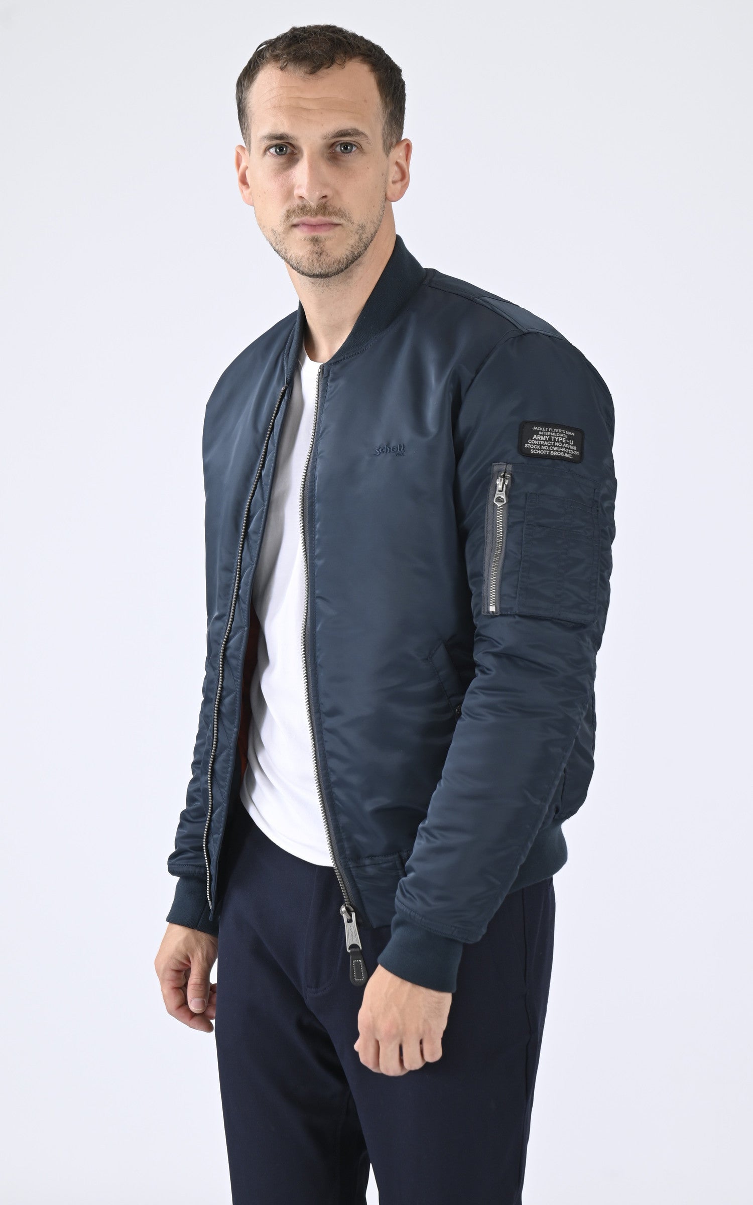 A &quot;AIRFORCE RS&quot; Marine Schott Blouson Homme opened photo 1
