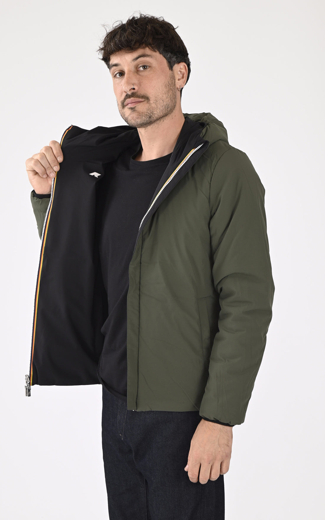 A &quot;JACK ST WARM K6128W&quot; Kaki K-Way Blouson Homme opened photo