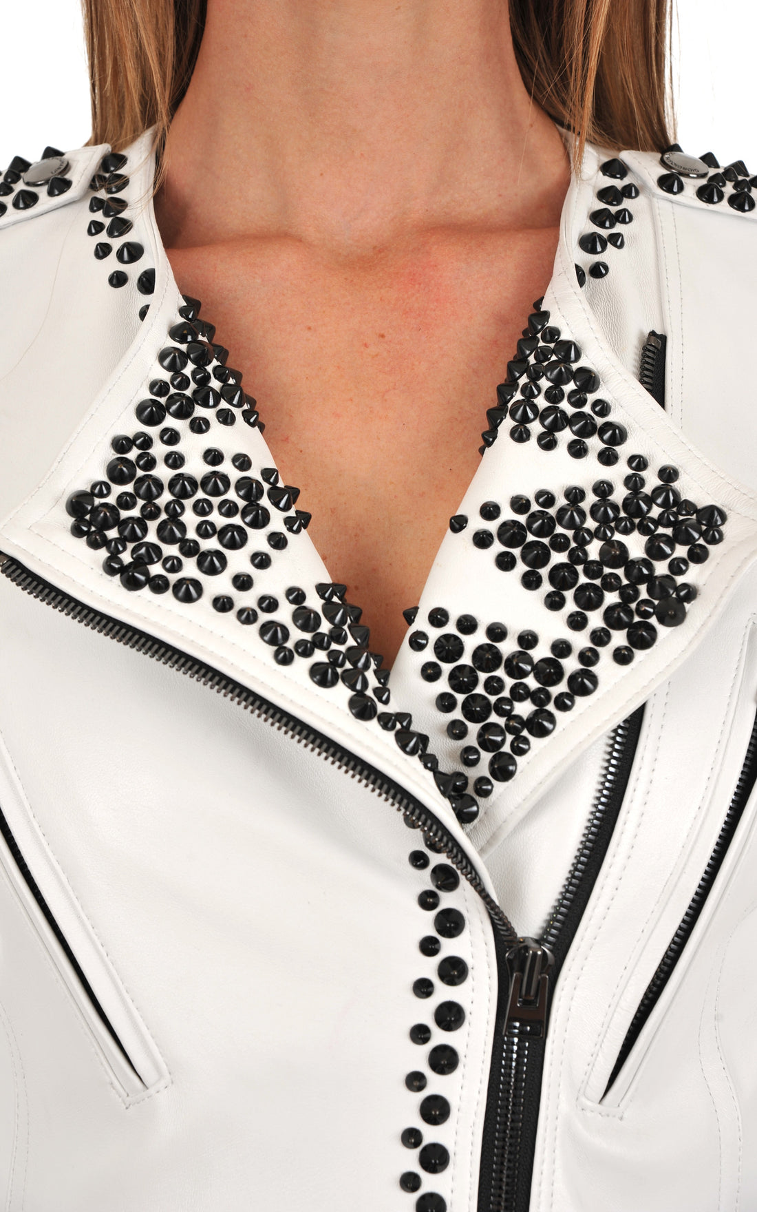 A &quot;MURIELLE CLOUX GRIFFES FF&quot; Blanc La Canadienne Blouson Femme opened photo