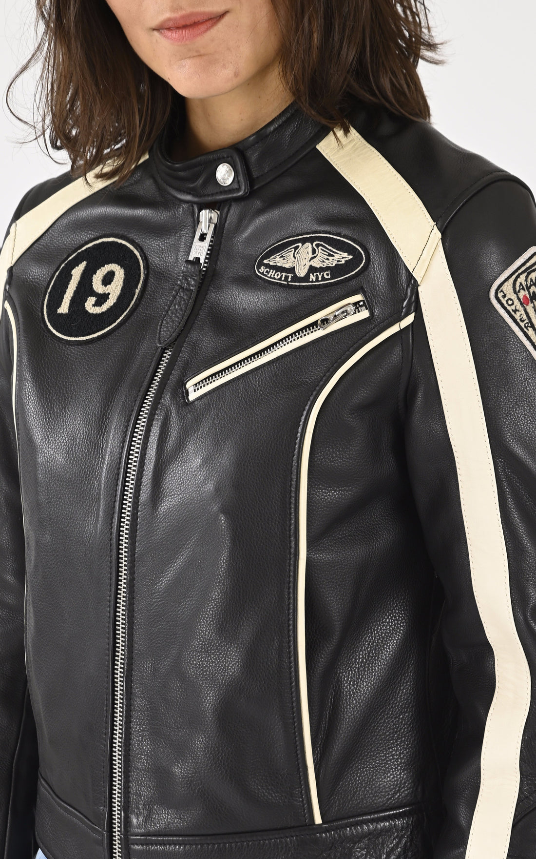 A &quot;LCW INDIANA&quot; Noir Schott Blouson Femme closed photo