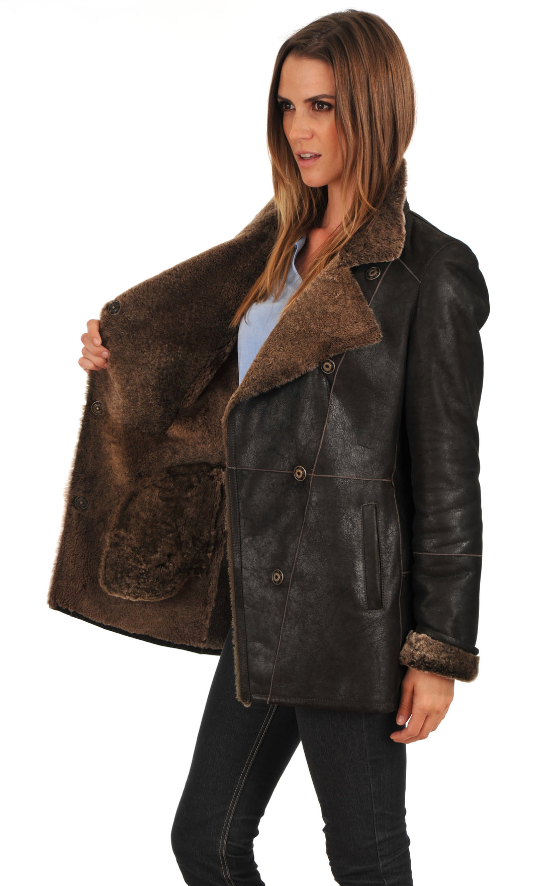 A &quot;CHWD7513C&quot; Marron Foncé La Canadienne Veste Femme closed photo