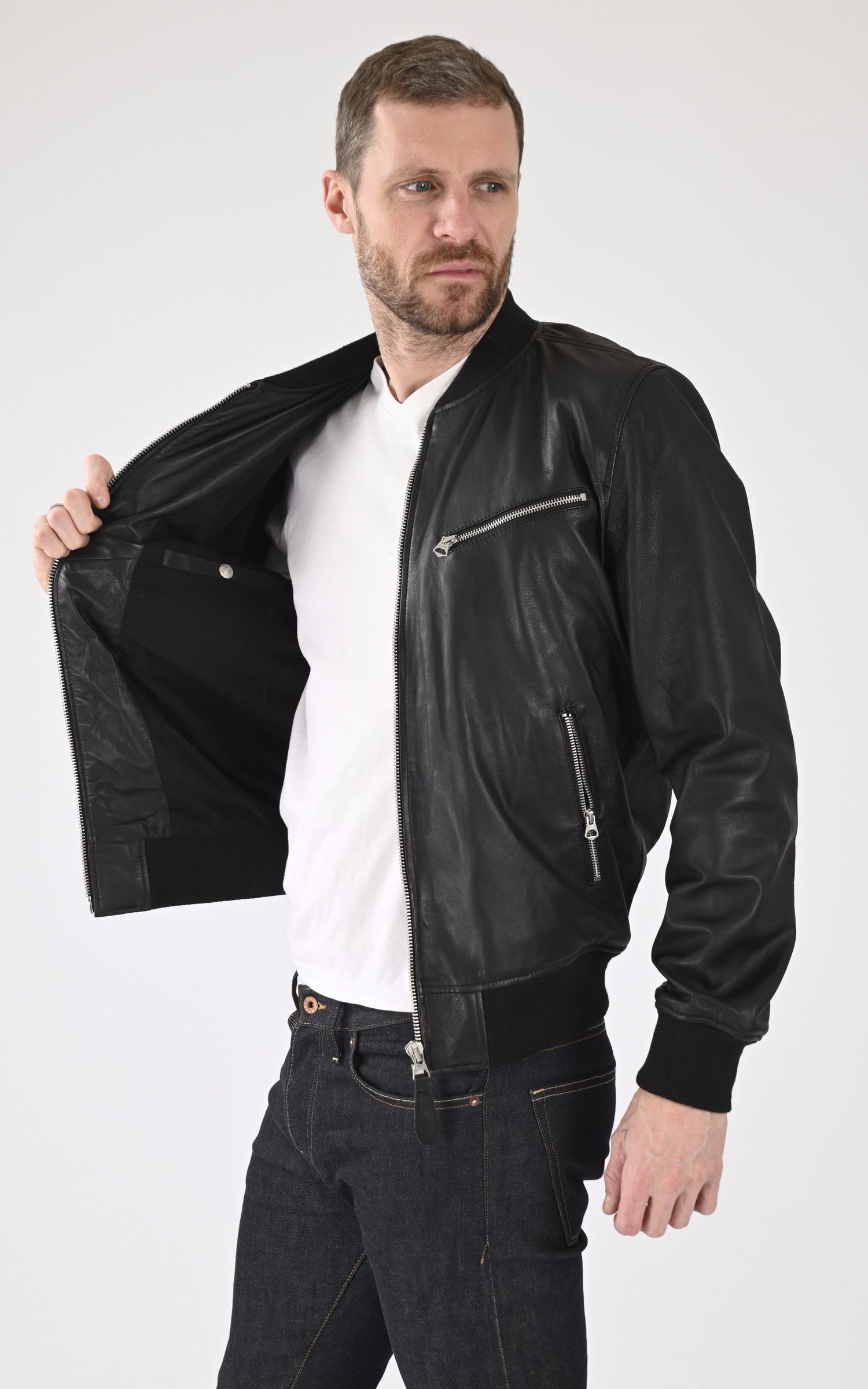 A &quot;LC JEFFERSON&quot; Noir Schott Blouson Homme interior photo