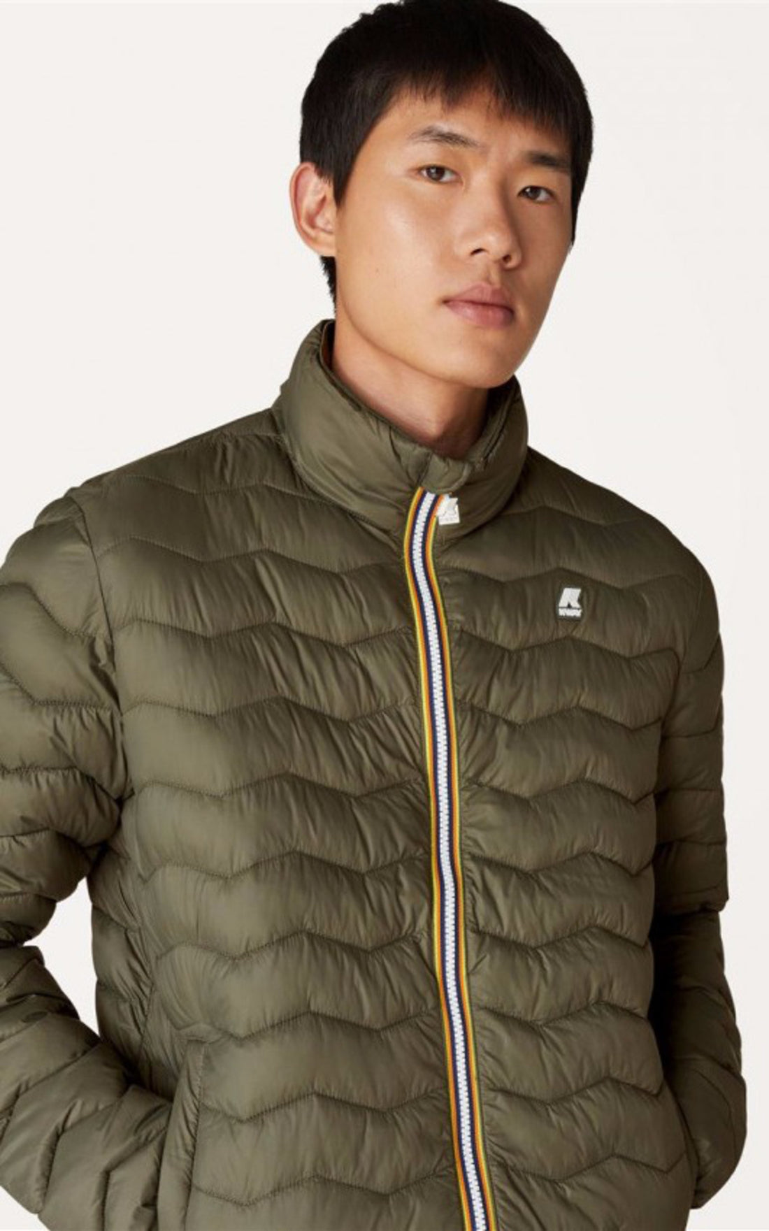 A &quot;VALENTINE ECO WARM K6115GW&quot; Kaki K-Way Blouson Homme opened photo