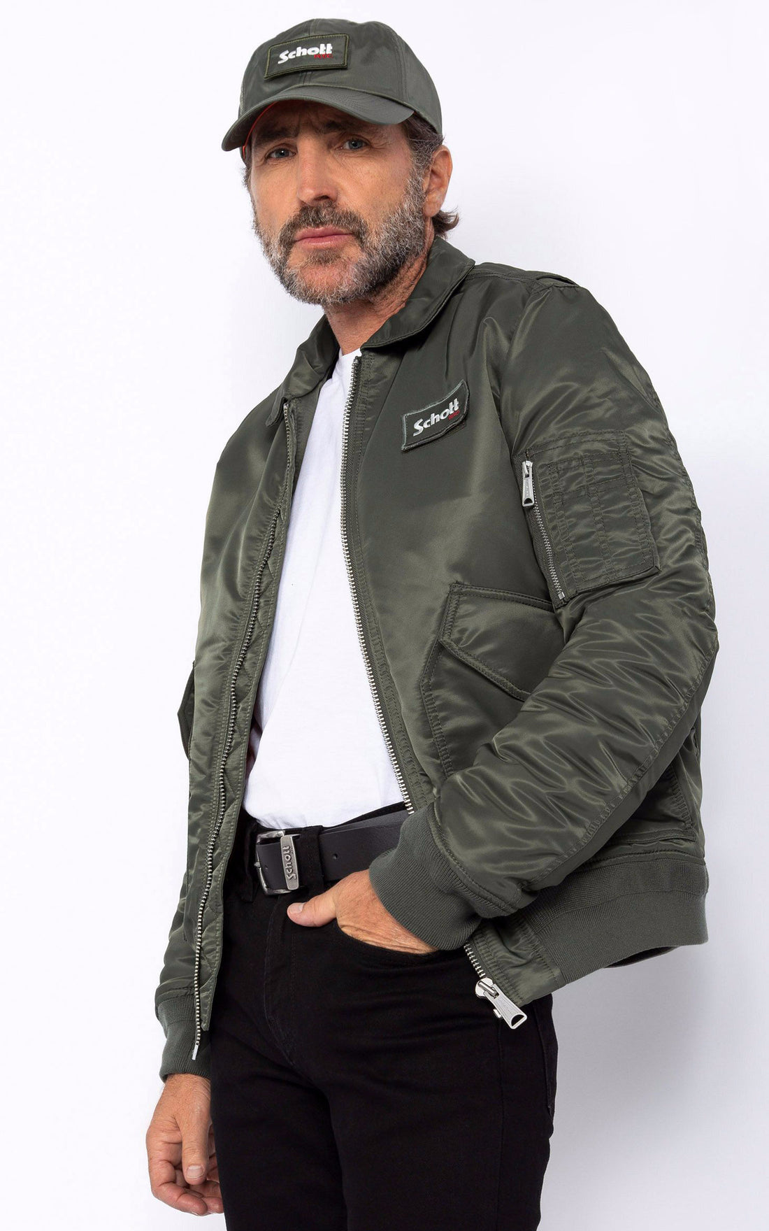 A &quot;210100 RS&quot; Kaki Schott Bomber Mixte opened photo