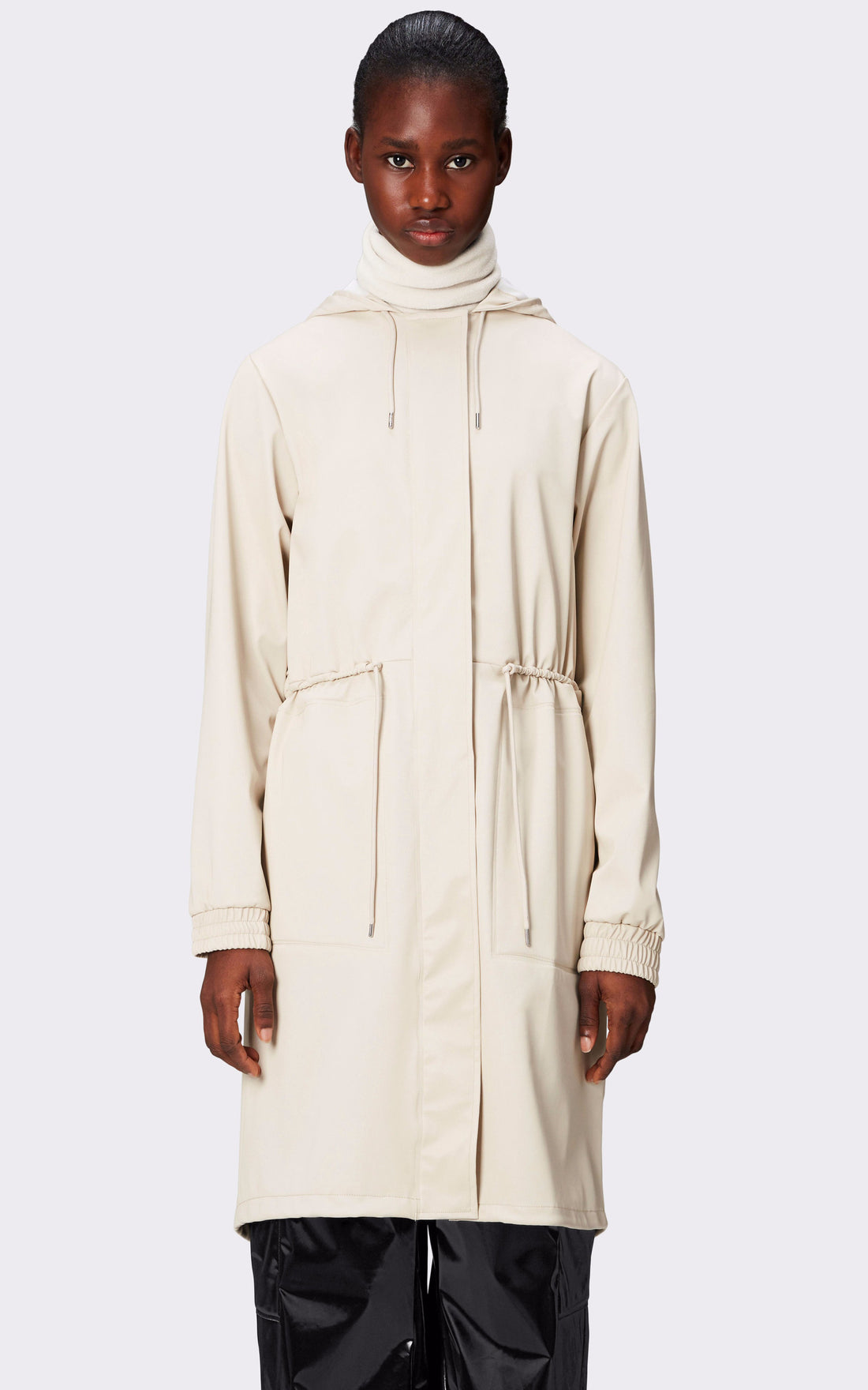 A &quot;18550 STRING PARKA&quot; Beige Rains 7/8 Femme opened photo