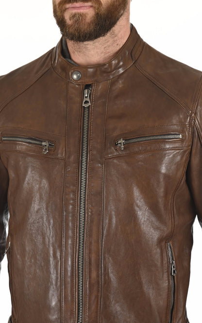 A &quot;COLLINS 101046&quot; Cognac Daytona 73 Blouson Homme details photo